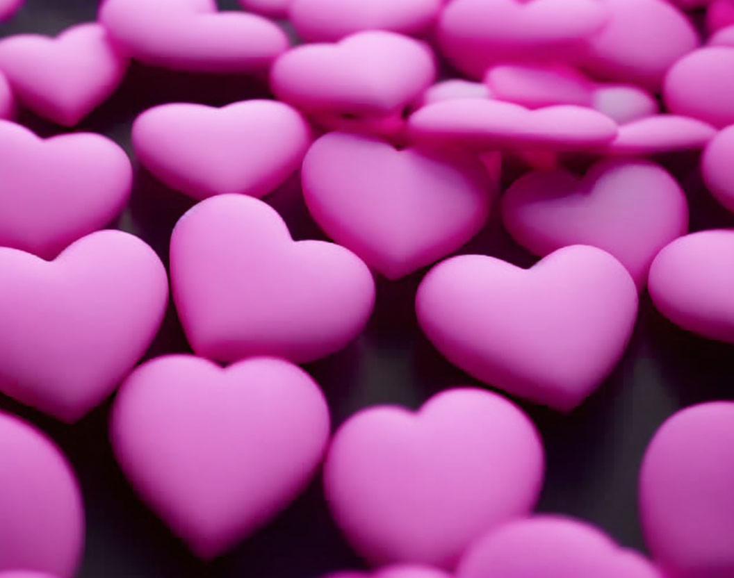 Pink Heart-Shaped Objects in Varying Shades on Dark Background