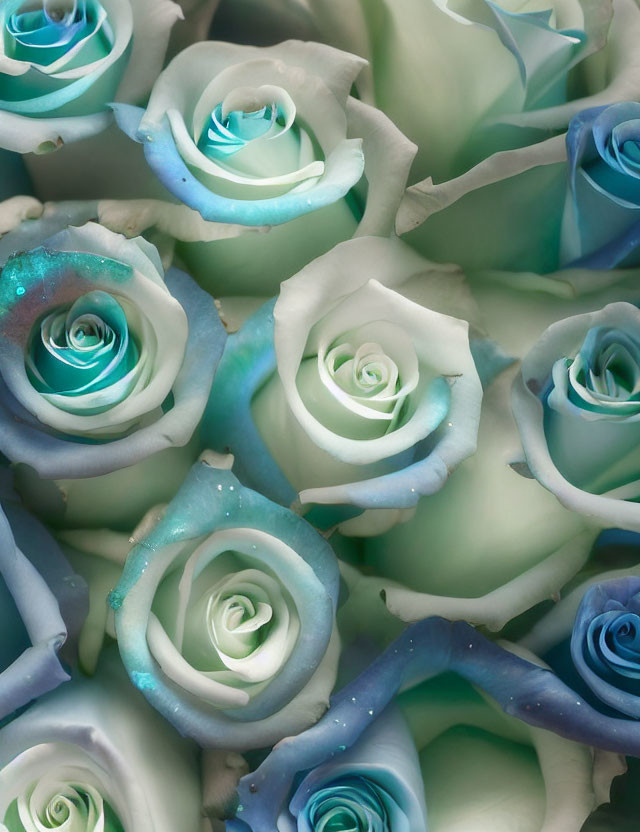 Teal and White Roses Bouquet with Soft Focus