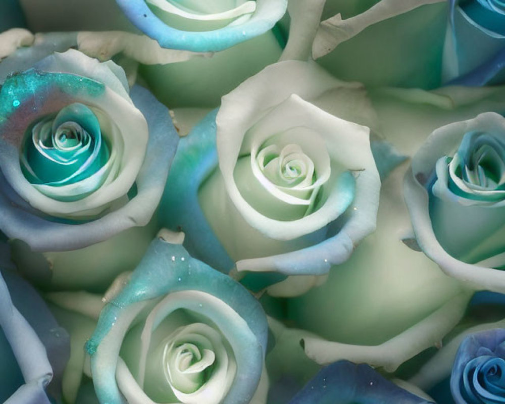 Teal and White Roses Bouquet with Soft Focus