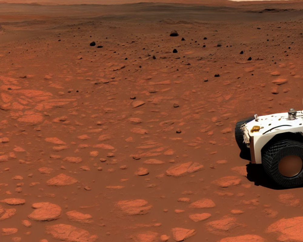Partial View of Rocky Martian Terrain under Reddish Sky