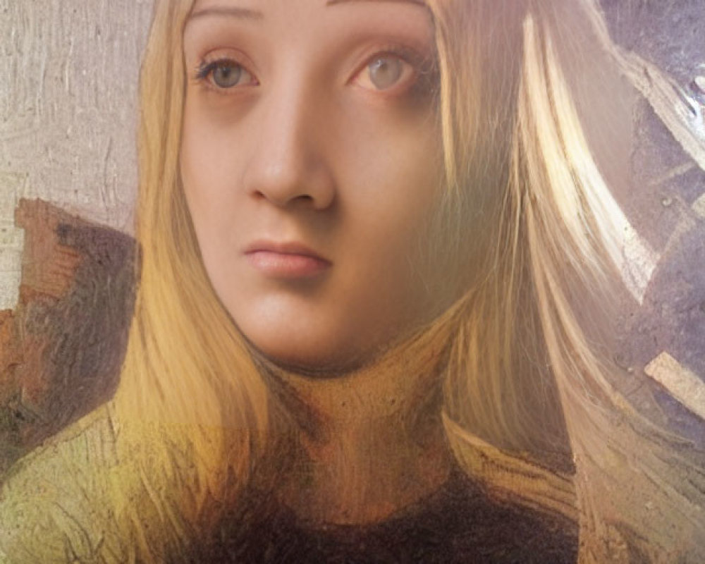 Blonde woman in Renaissance-style portrait fusion