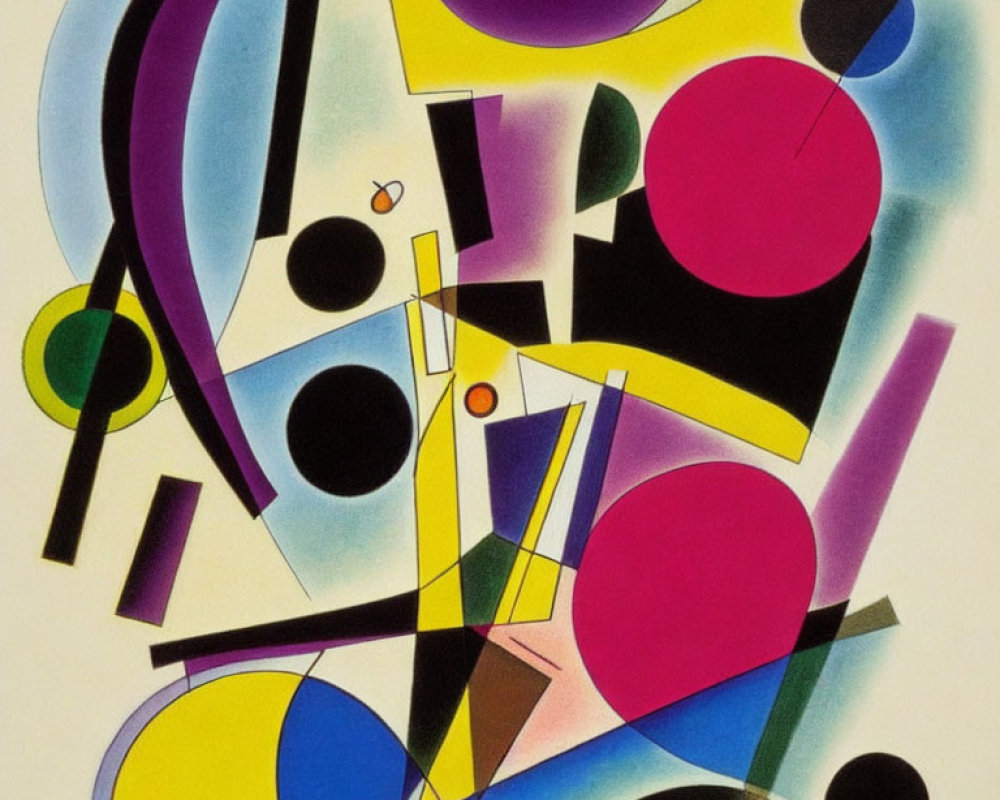 Colorful Abstract Art: Vibrant Circles, Arcs, Geometric Shapes