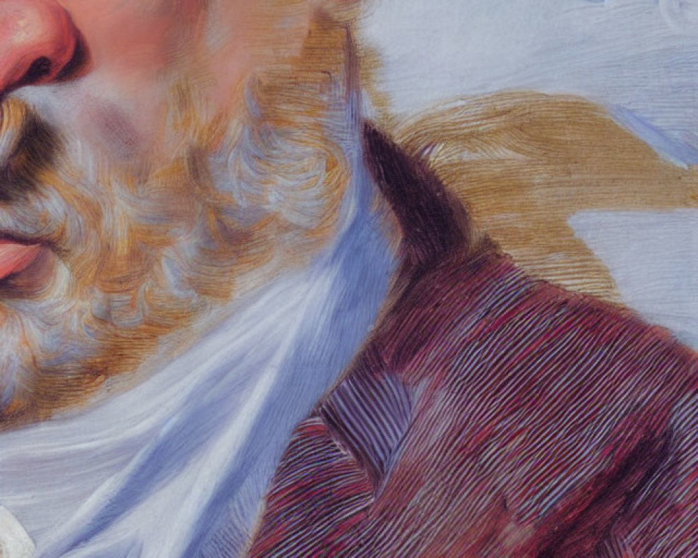 Detailed Close-Up of Bearded Man in Classical Painting