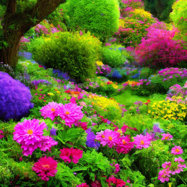 Colorful Flower Garden Bursting with Vibrant Blooms