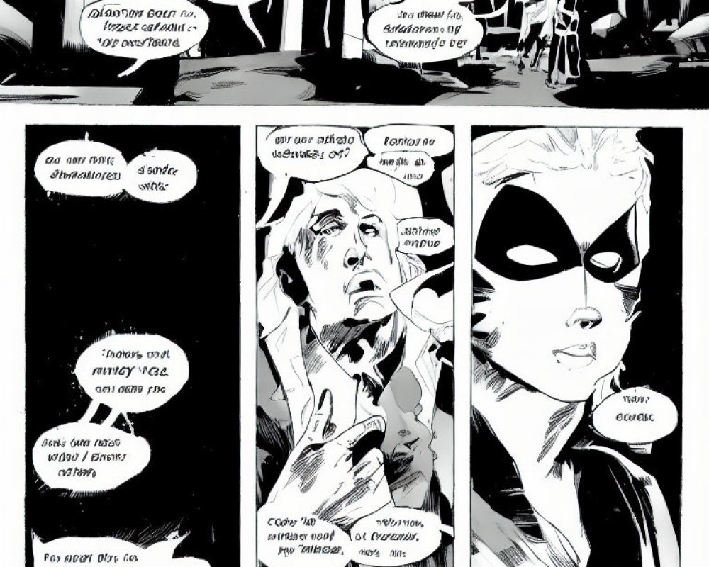 Black and White Comic Strip: Deserted Alley, Troubled Man, Vigilante Pose