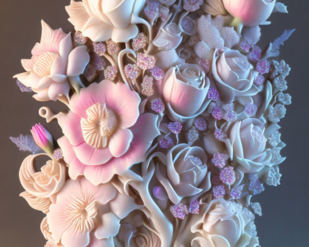 Elegant White and Pink Flower Sculptural Arrangement