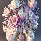 Elegant White and Pink Flower Sculptural Arrangement