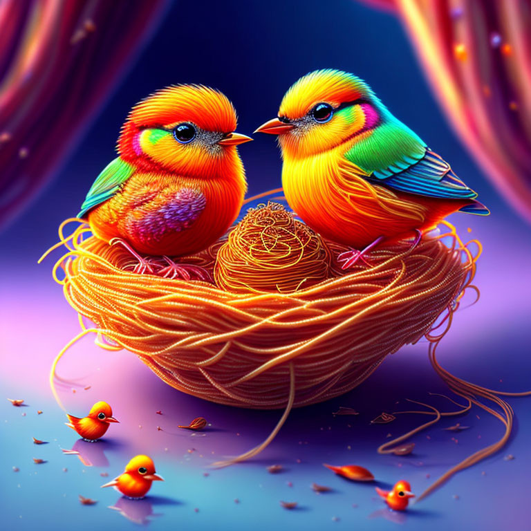 Lovey-dovey in a spaghetti nest 