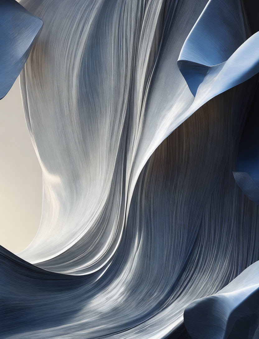 Blue and Gray Swirling Abstract Design in Flowing Patterns