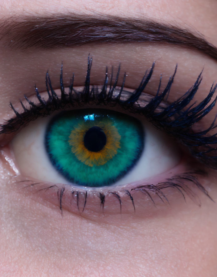 Detailed Close-Up of Vibrant Blue and Green Human Eye