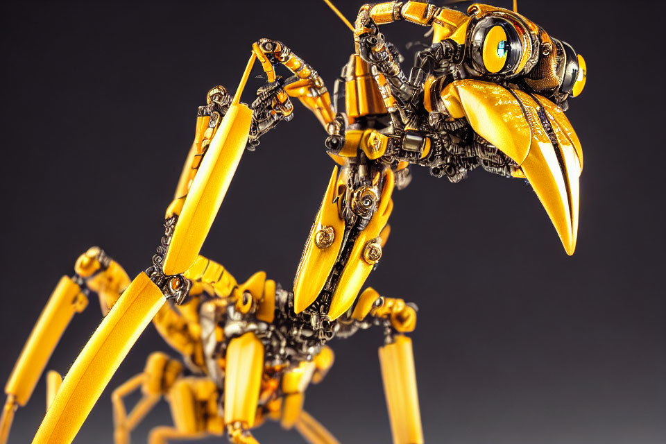 Detailed Mechanical Scorpion Model with Articulated Joints on Dark Background
