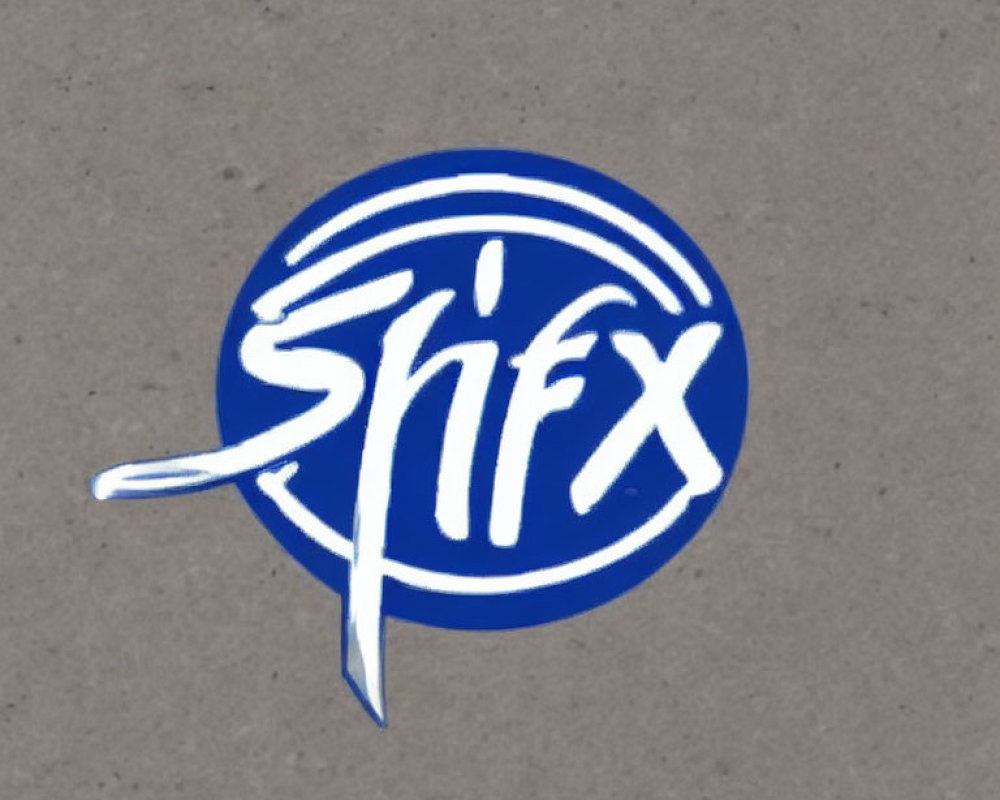 Blue and white SFX logo on textured gray background