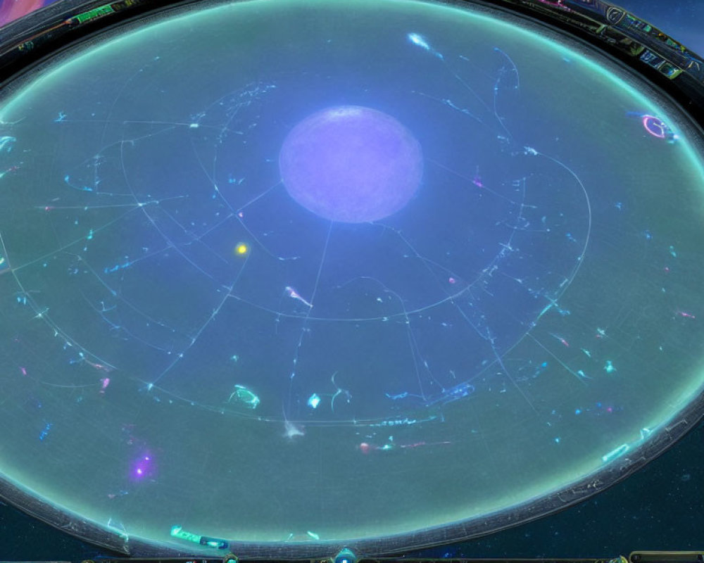 Futuristic holographic star map on space backdrop