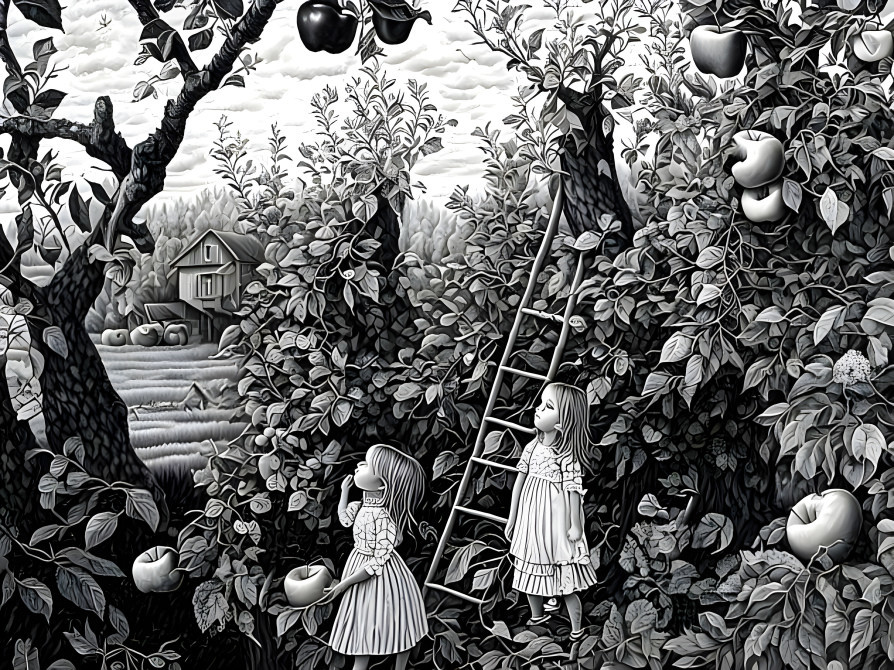 The Girls, the ladder , the apples
