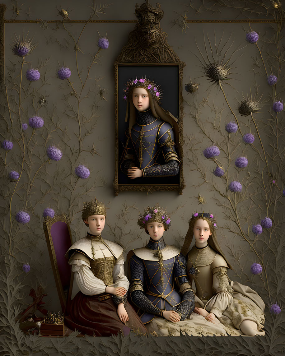 Memorial portrait of Jeanne D'arc and 3 cousins 