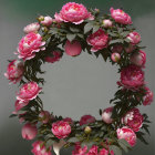Pink Blooming Floral Wreath on Muted Background