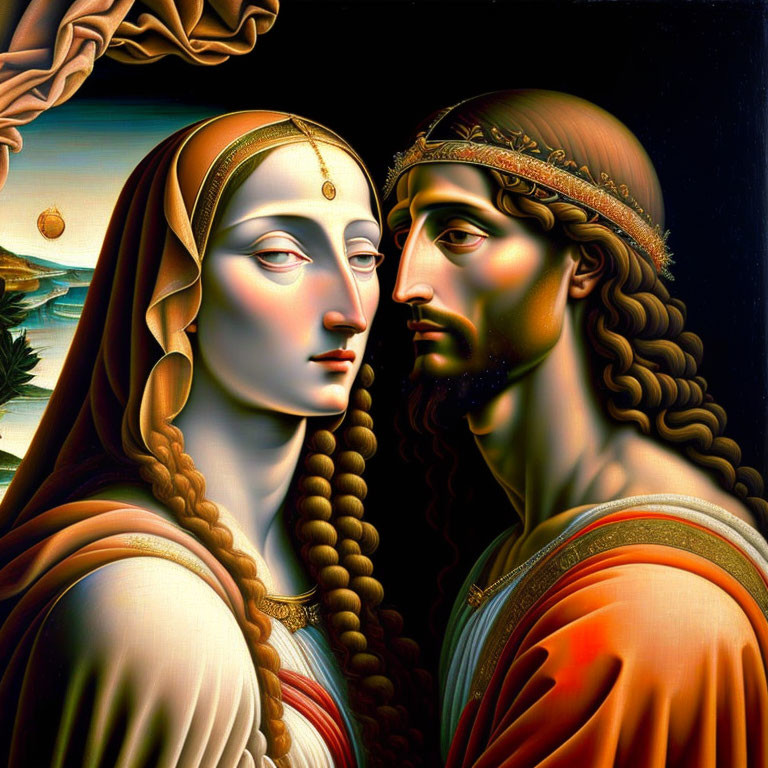 Detailed Hyper-Realistic Medieval Couple Digital Artwork