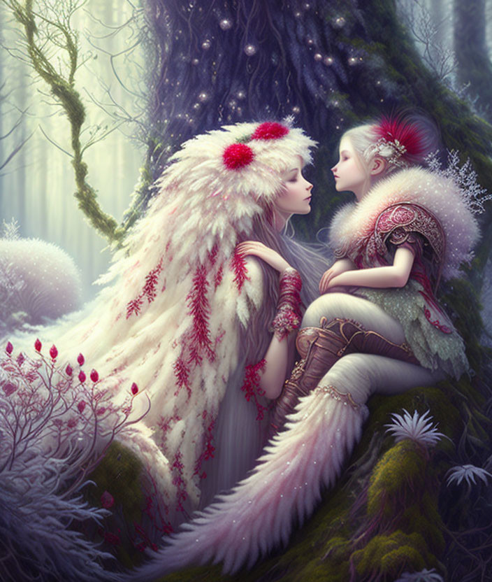 White fairies in the woods