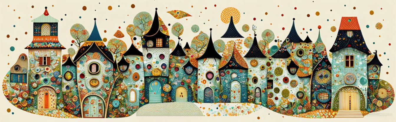 Colorful Stylized Houses in Fantastical Village