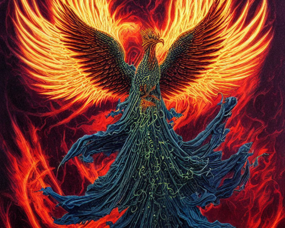 Colorful Phoenix Illustration Symbolizing Rebirth and Power
