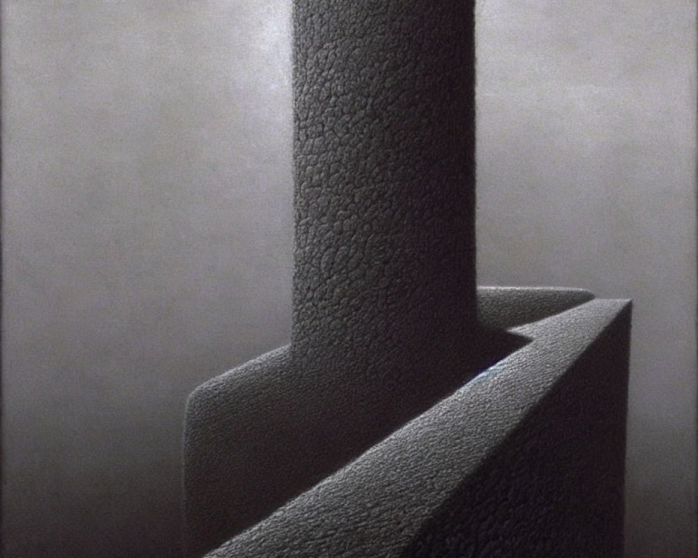 Monochromatic abstract illustration of textured structure with column and shadows