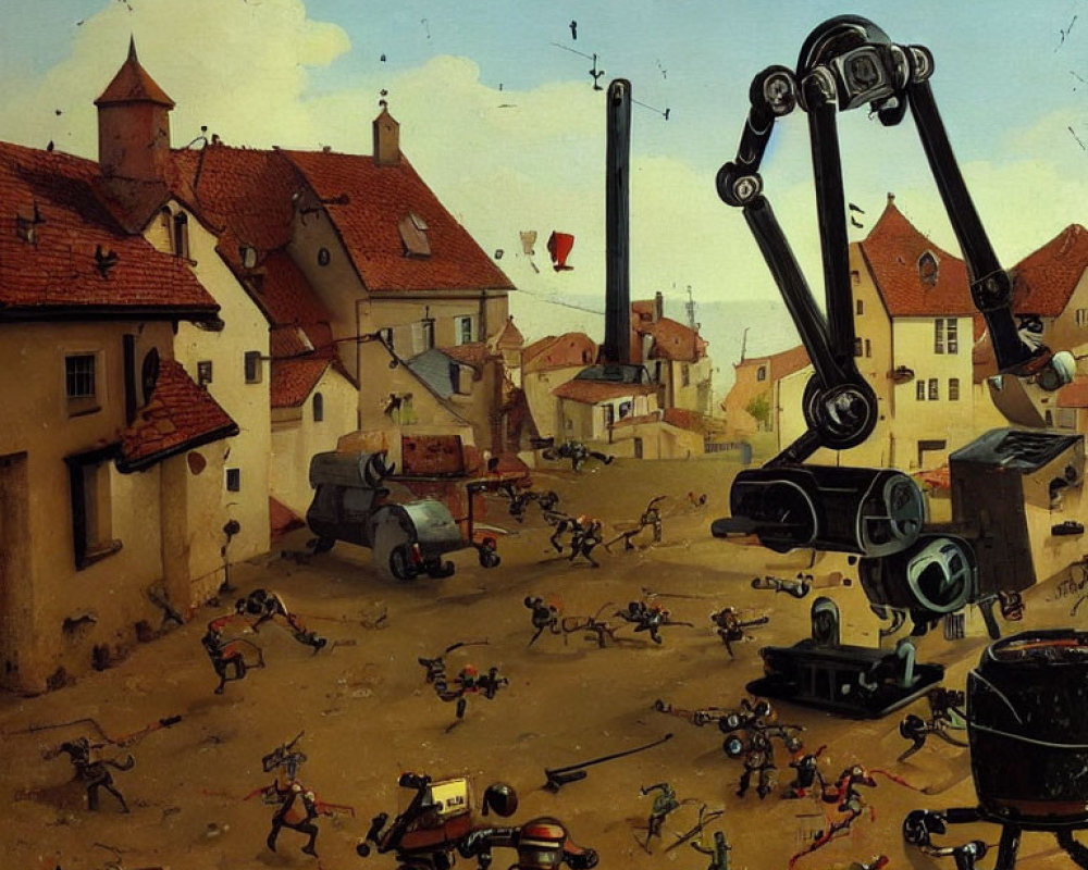 Surreal artwork: Medieval architecture meets sci-fi robots