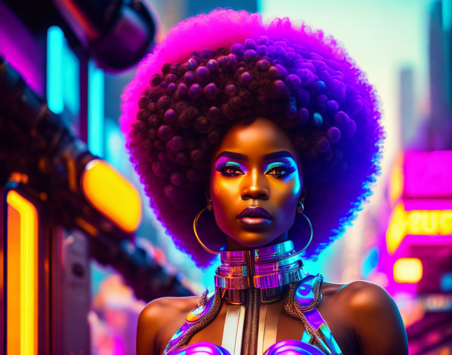 Neon Queen: Afrofuturistic Majesty