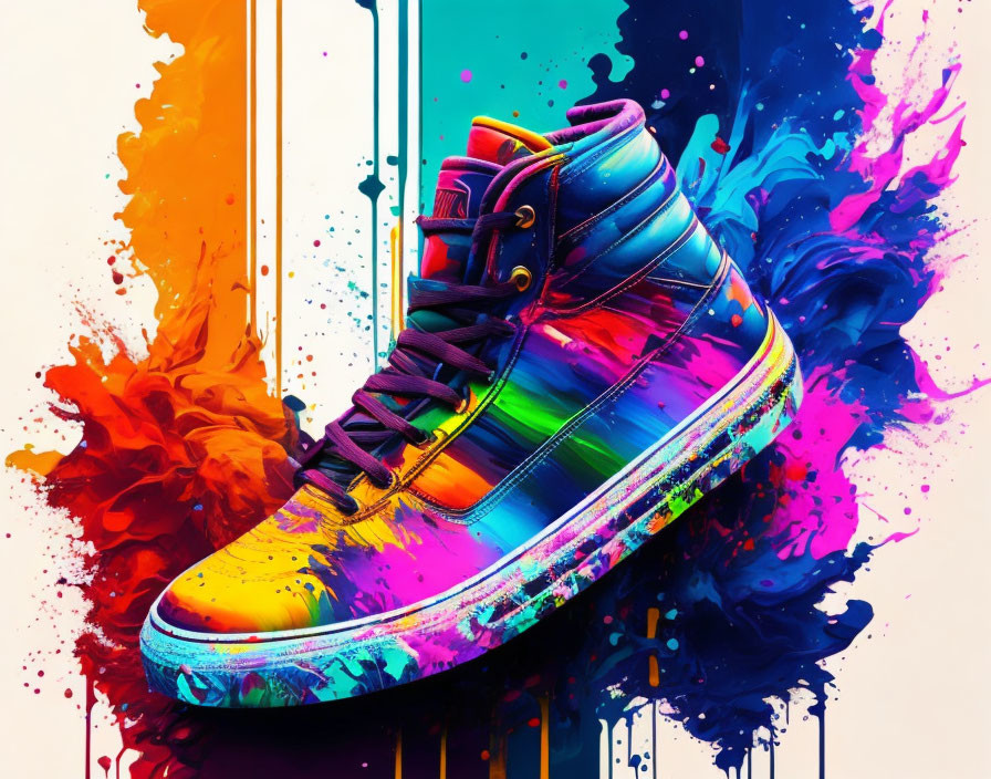 Rainbow Burst: Ink Splatter Sneaker