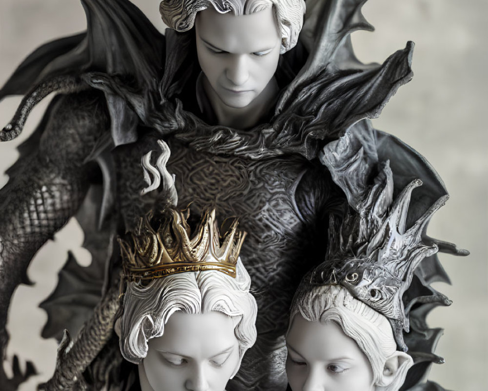 Intricately Detailed Monochrome Figurines of Regal Characters