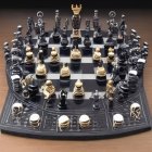 Glass Chess Set with Clear and Frosted Pieces on Reflective Board