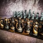 Colorful Stylized Chess Set Artwork with Unique Pieces on Abstract Background