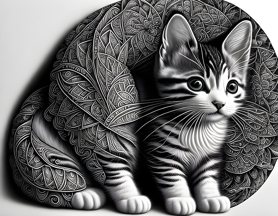 Kitten in Zentangle art.