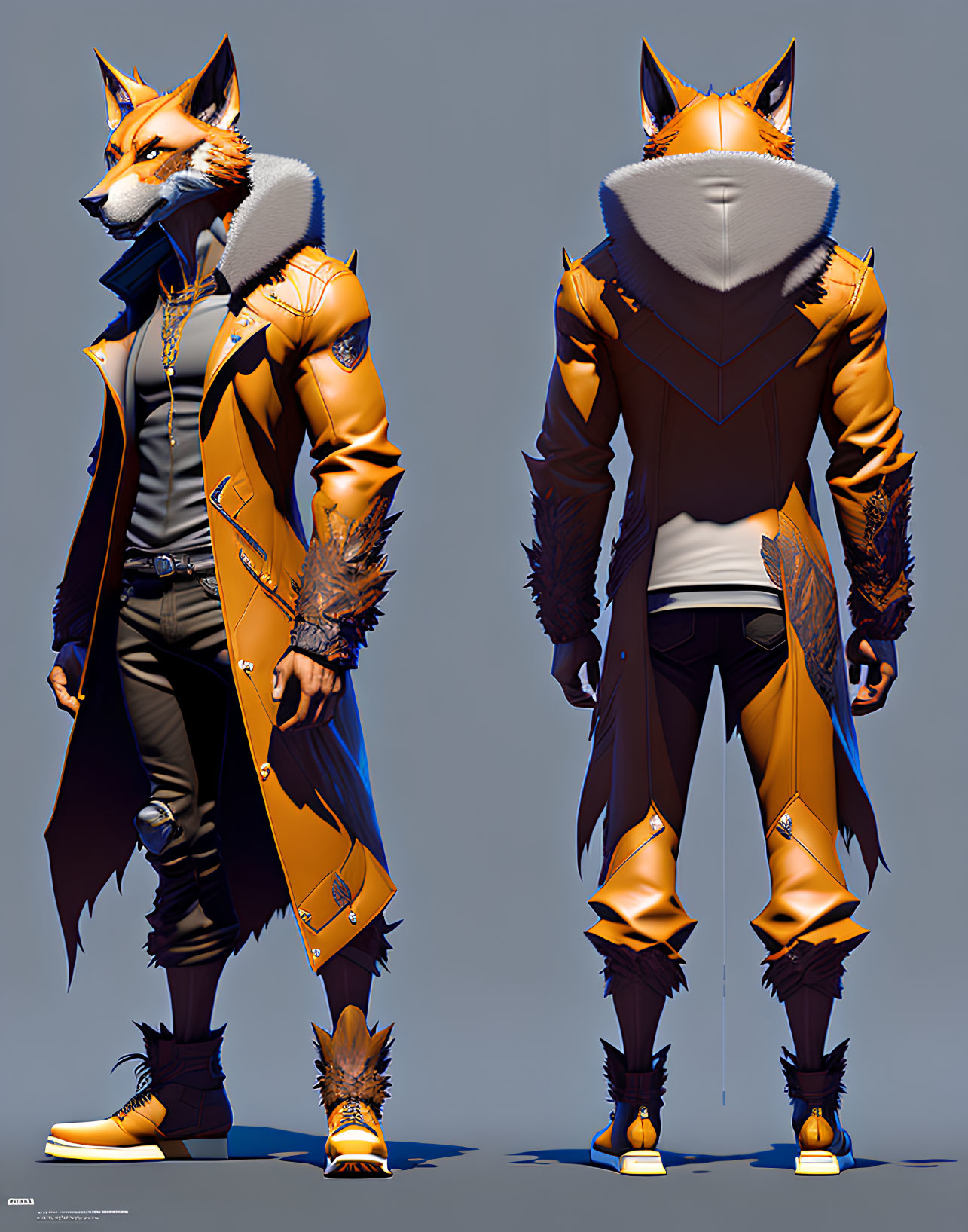 Anthropomorphic Fox Character in Stylish Jacket and Boots