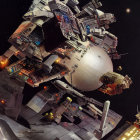 Detailed Space Battle Scene with Futuristic Spacecraft in Combat