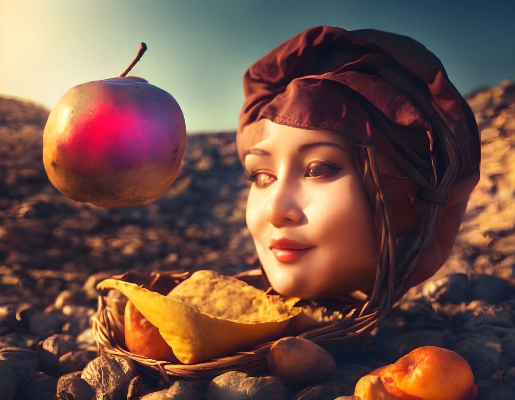The human body partially transforms into fruits