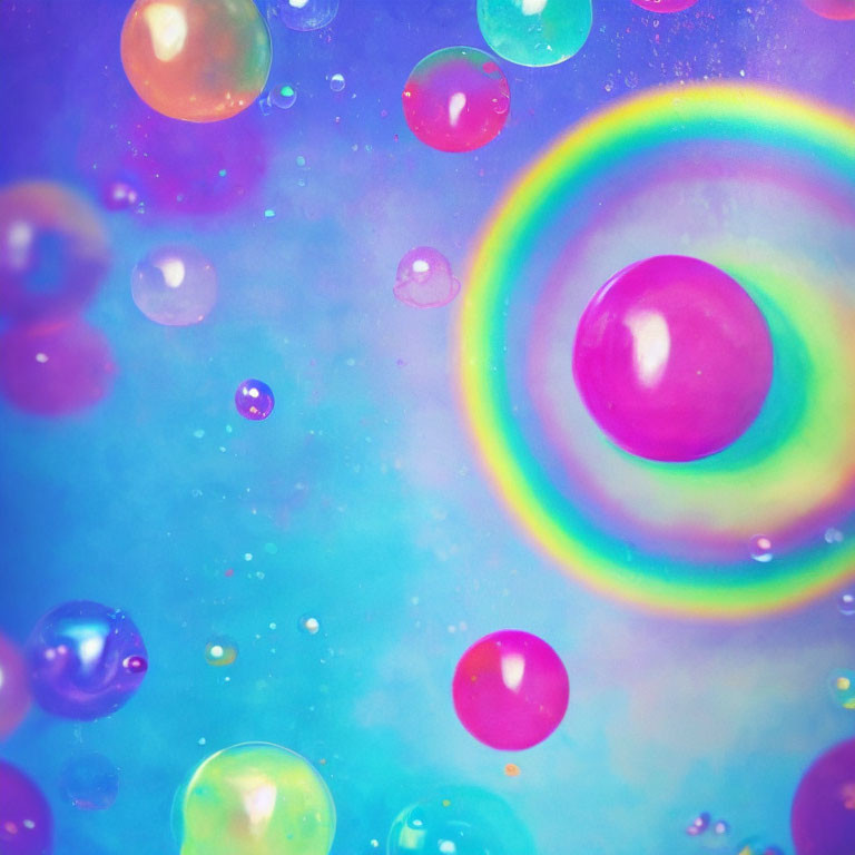 Colorful Bubble Artwork on Soft Blurred Background