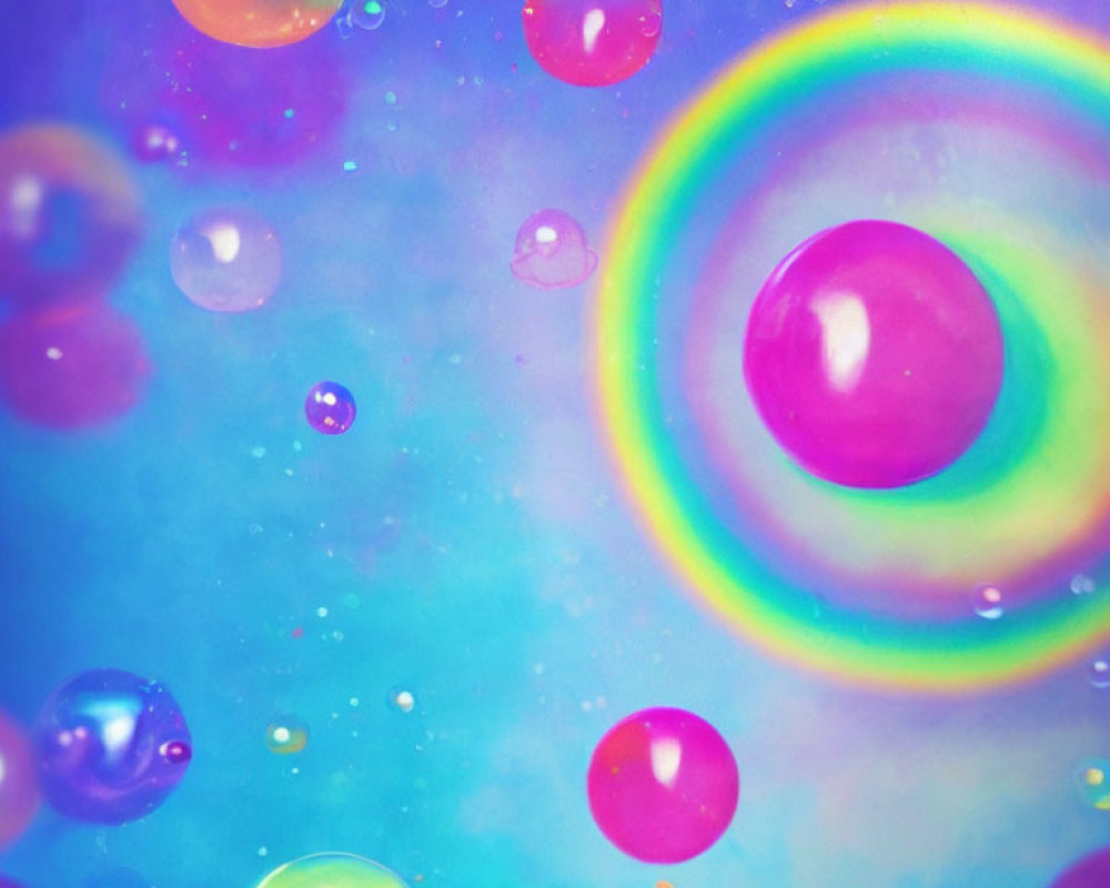 Colorful Bubble Artwork on Soft Blurred Background