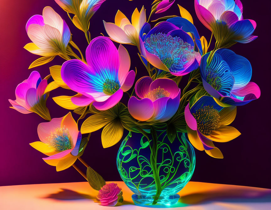 a vase of paper cut flowers