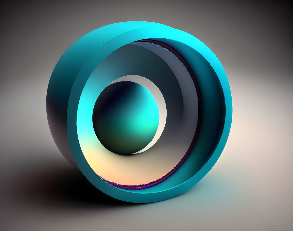 Abstract Turquoise Rings Forming Tunnel Effect on Neutral Background