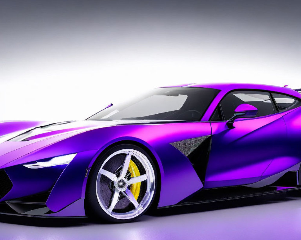 Purple Sports Car with Aerodynamic Design and Alloy Wheels on Grey Background