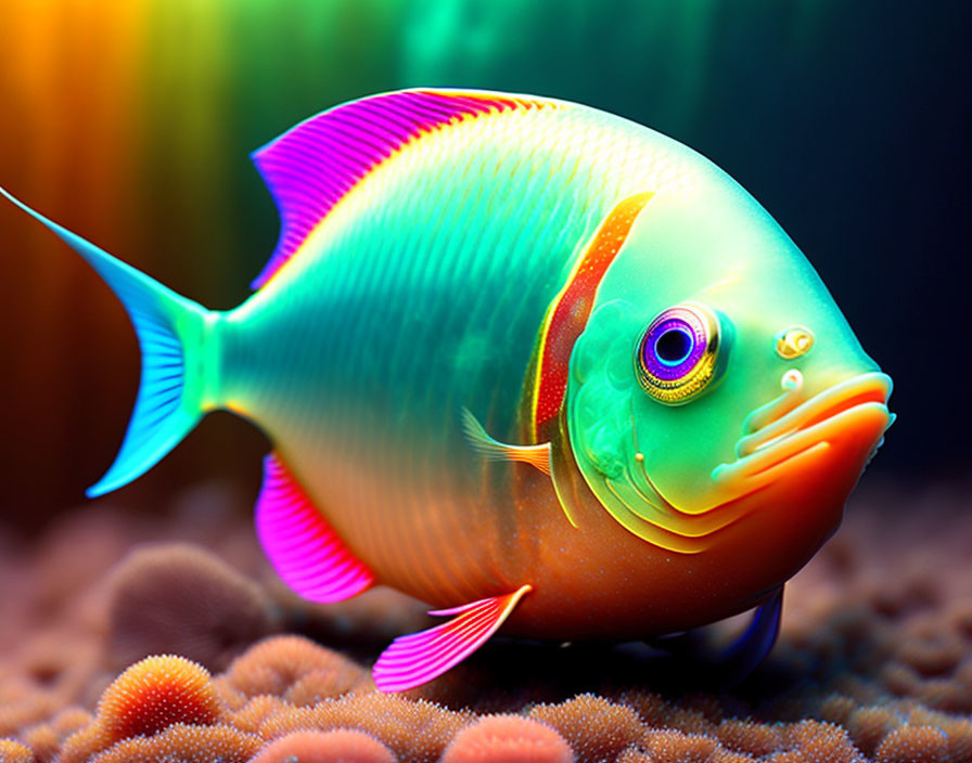 Colorful Tropical Fish Swimming Above Coral in Underwater Scene