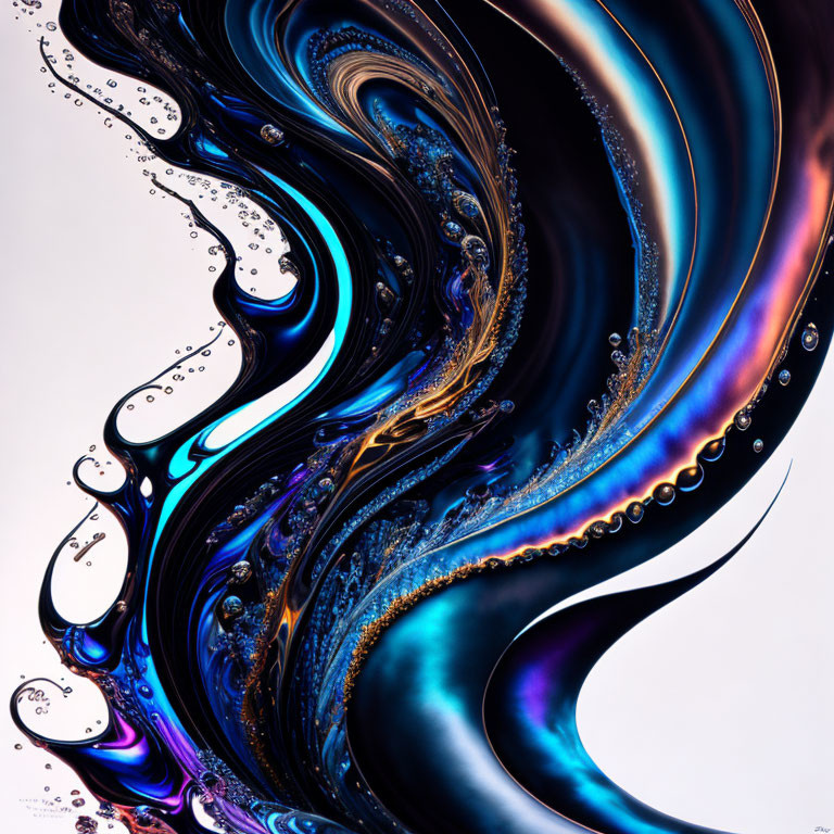 Colorful Swirling Liquid Art: Iridescent Colors, Dynamic Shapes, Dark Background