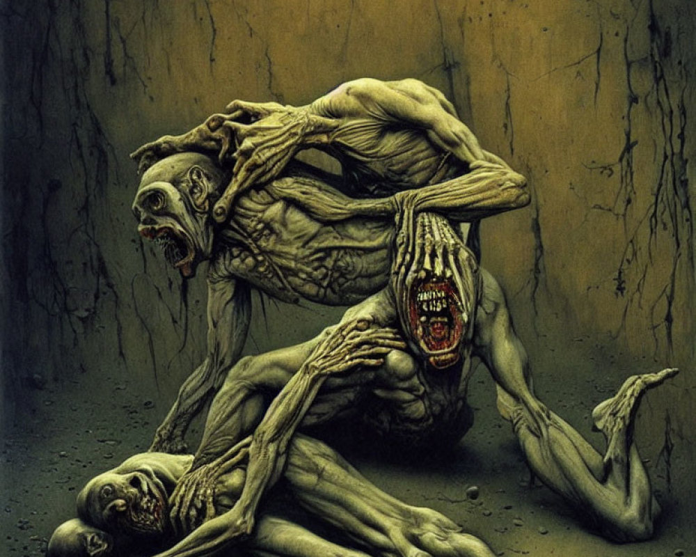 Emaciated monstrous figures in grim dark setting