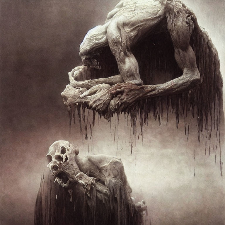 Dark artwork featuring monstrous creature and skull.