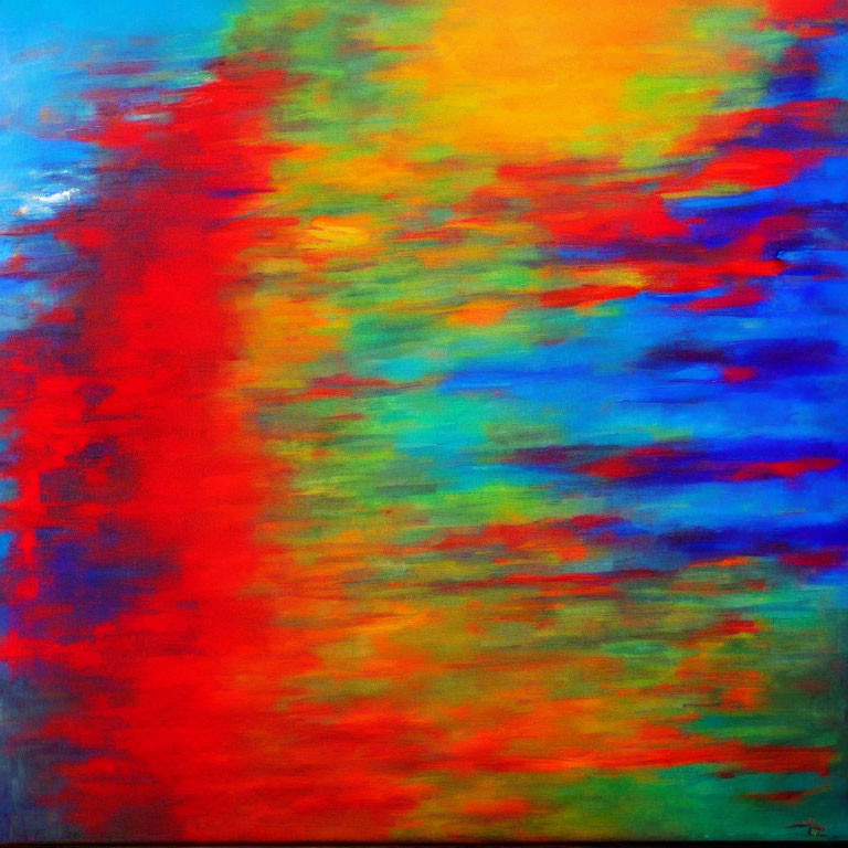 Vibrant Abstract Painting with Reds, Blues, and Yellows