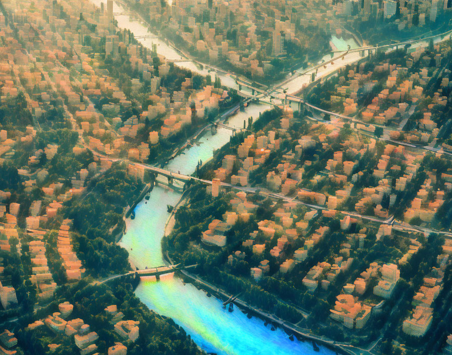 Dystopian City Aerial View Photoreal Mode VeryGooD