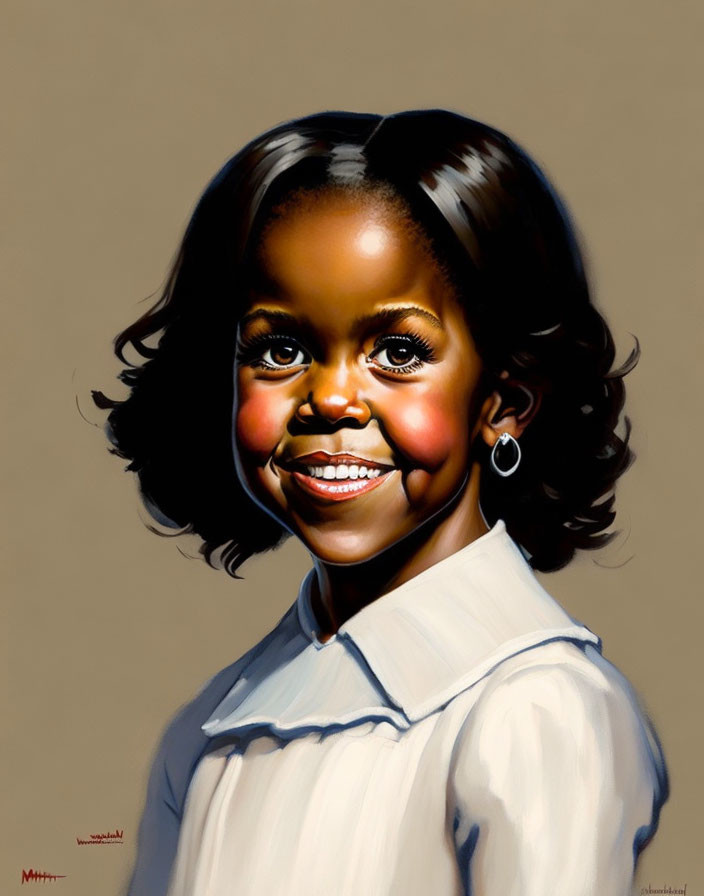MICHELLE OBAMA as a kid Norman Rockwell VERY Good