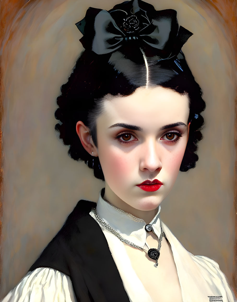 Young Morticia VERY Good Portrait Norman Rockwell