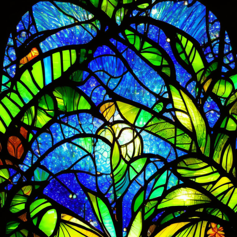 Stained Glass Rain-Forest Very Good landscape