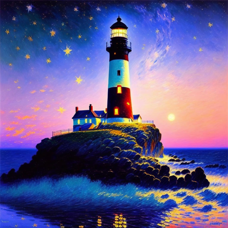 Lighthouse Very Good to Best square seascape Stars
